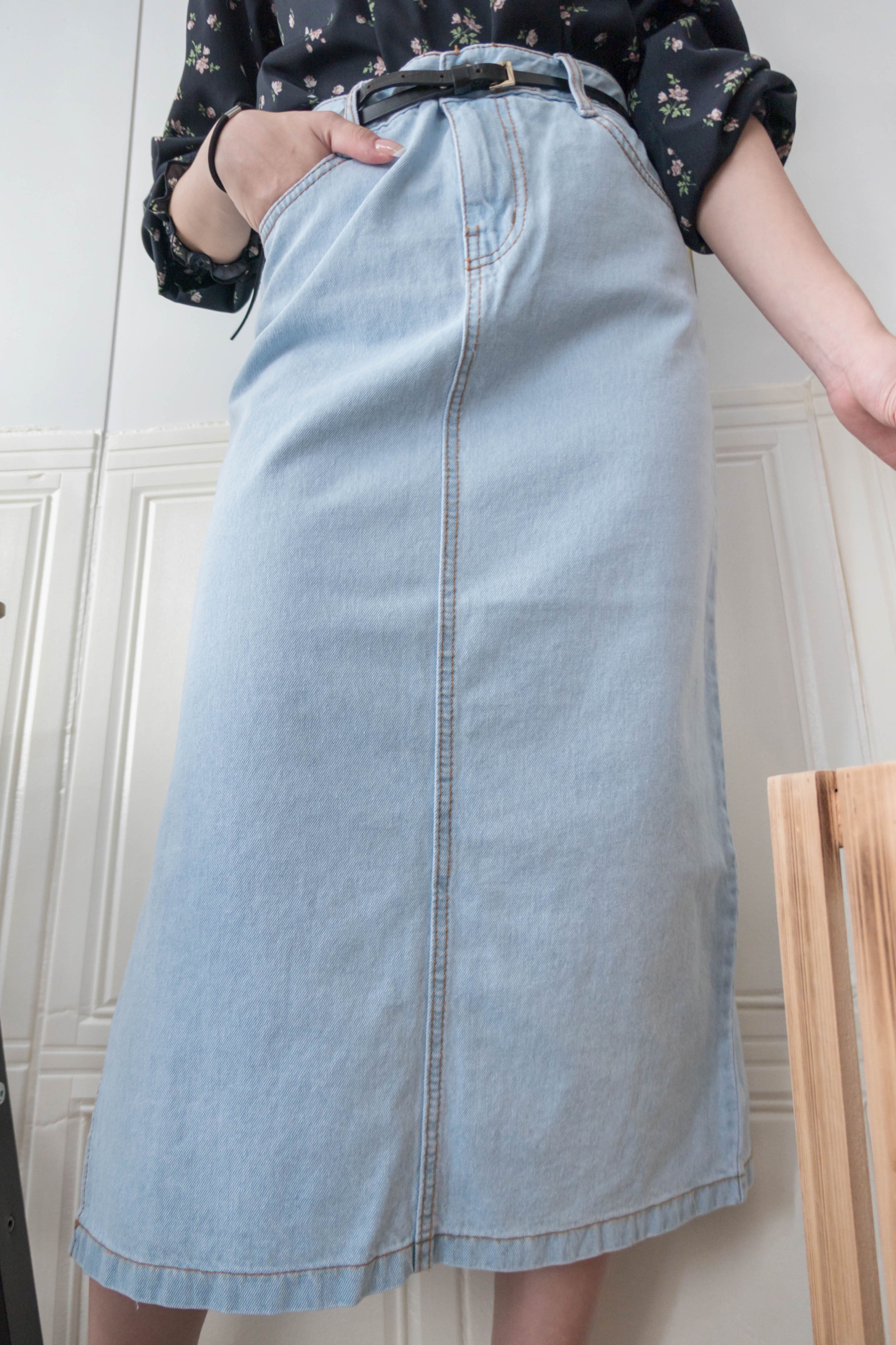 Denim 不貼直身側開叉牛仔裙, Skirt/ SK8742