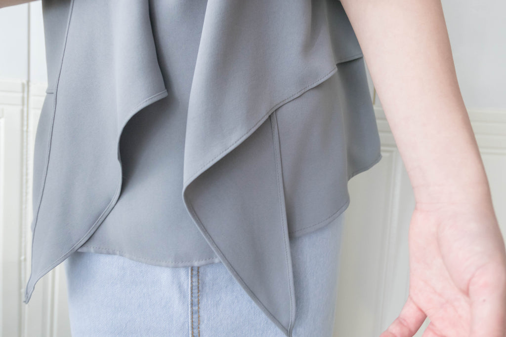One Piece 氣質假兩件仿套裝上衣, Blouse/ BU8970 (LightSteelBlue sold out)