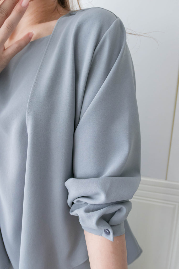One Piece 氣質假兩件仿套裝上衣, Blouse/ BU8970 (LightSteelBlue sold out)