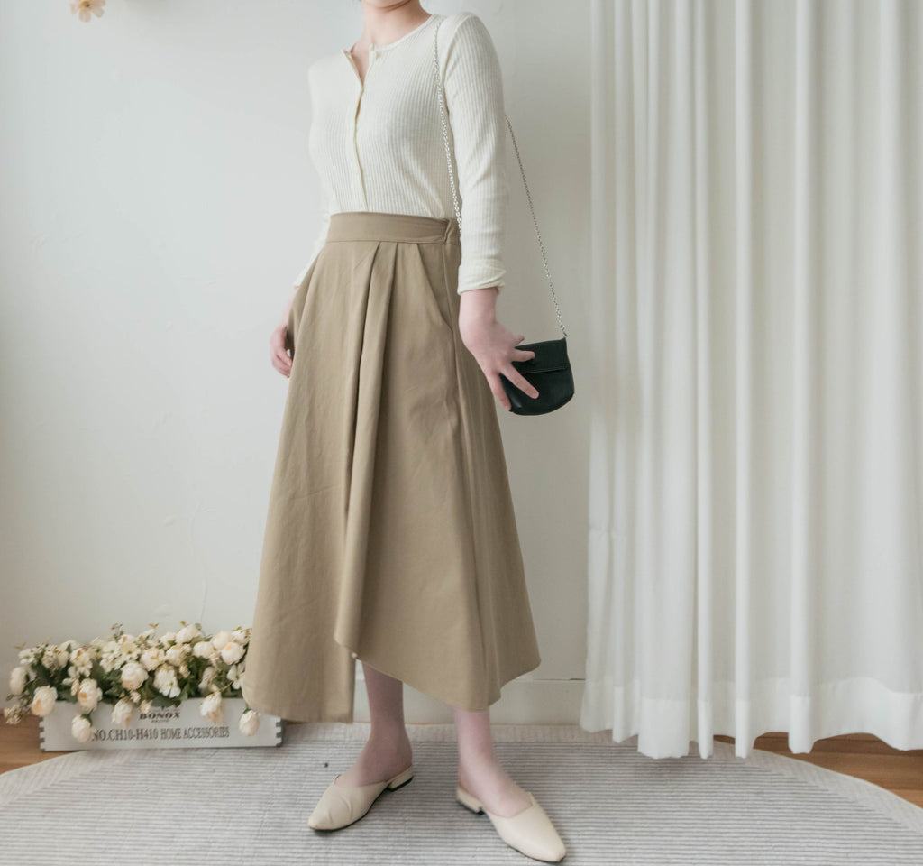 Asymmetrical 不規則口袋後橡筋傘裙, Skirt/ SK8741
