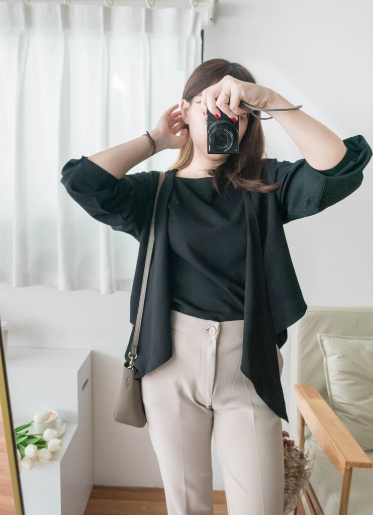 One Piece 氣質假兩件仿套裝上衣, Blouse/ BU8970 (LightSteelBlue sold out)