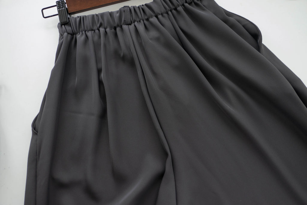 Jersey 修飾腿形100%防皺高質垂感雲石鈕闊腳褲, Pants/ PT8398 (百搭炭黑 Charcoal sold out)