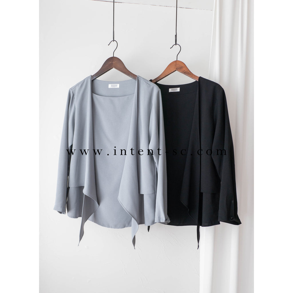 One Piece 氣質假兩件仿套裝上衣, Blouse/ BU8970 (LightSteelBlue sold out)