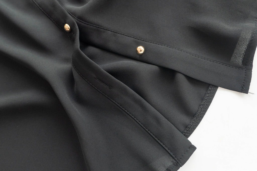 Pleated Collar 車褶圓領圓金鈕雪紡上衣, Blouse/ BU8973