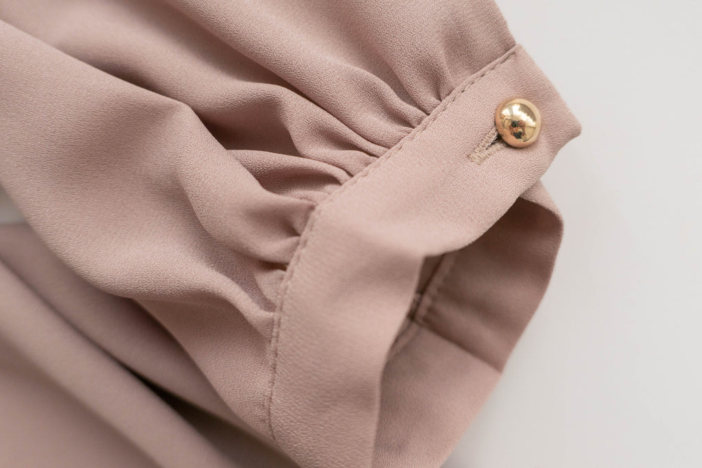 Pleated Collar 車褶圓領圓金鈕雪紡上衣, Blouse/ BU8973