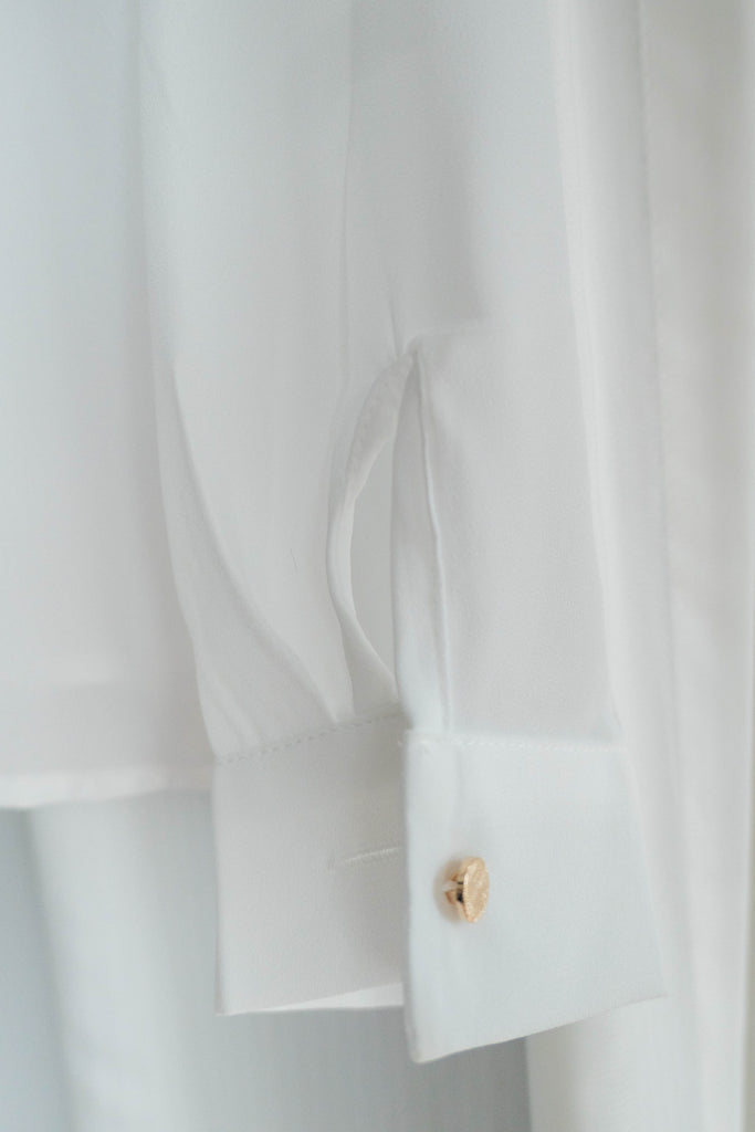 Button Collar 磨砂金鈕裝飾質感雪紡上衣, Blouse/ BU8972