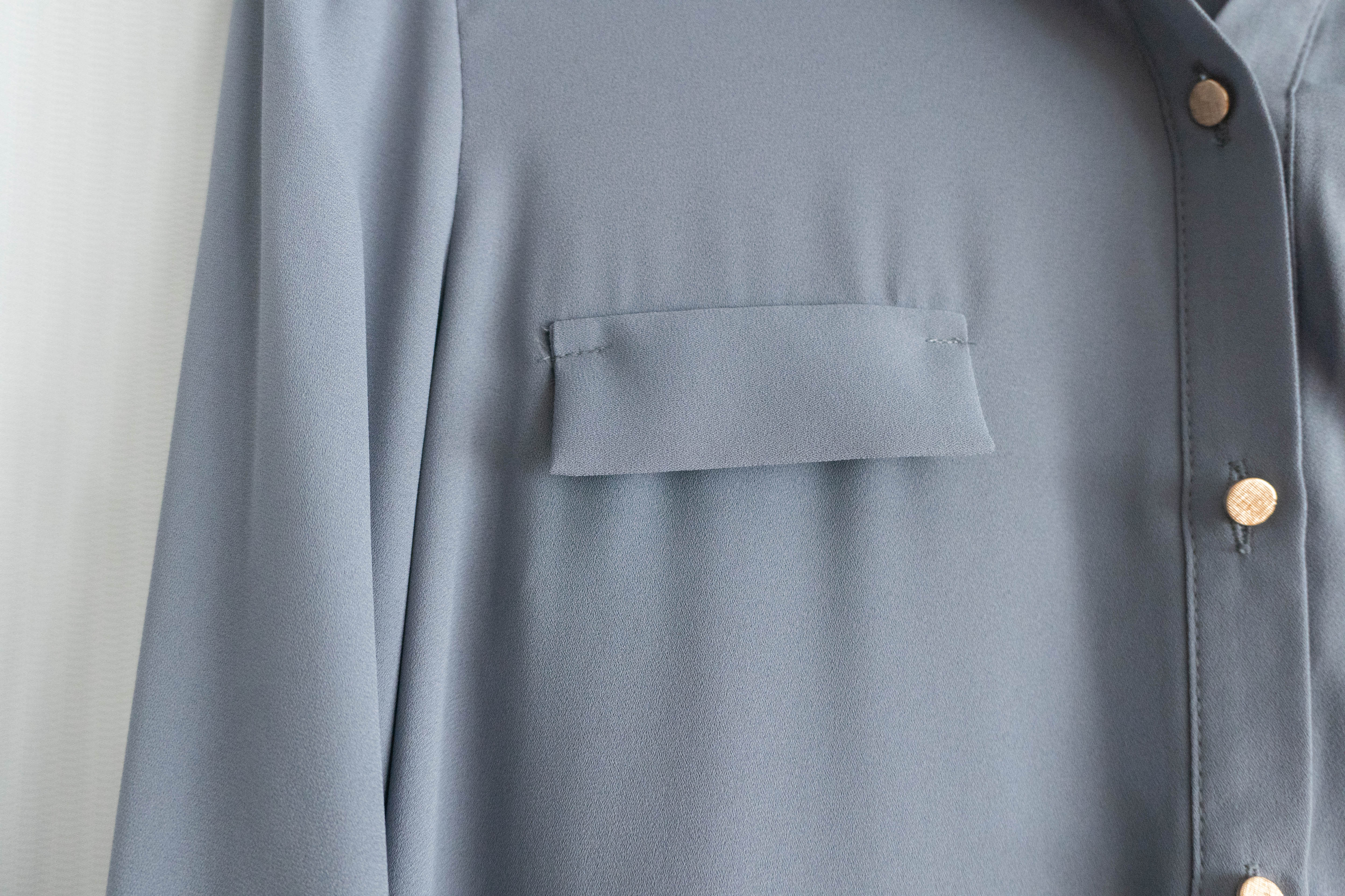 Button Collar 磨砂金鈕裝飾質感雪紡上衣, Blouse/ BU8972