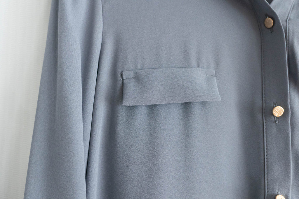 Button Collar 磨砂金鈕裝飾質感雪紡上衣, Blouse/ BU8972