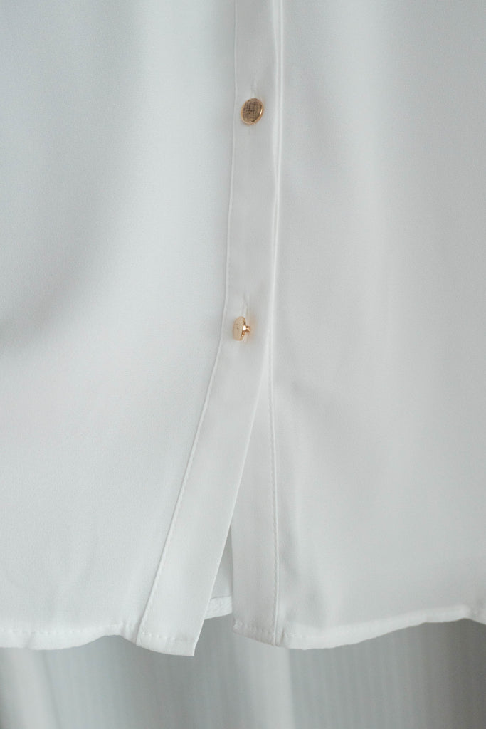 Button Collar 磨砂金鈕裝飾質感雪紡上衣, Blouse/ BU8972