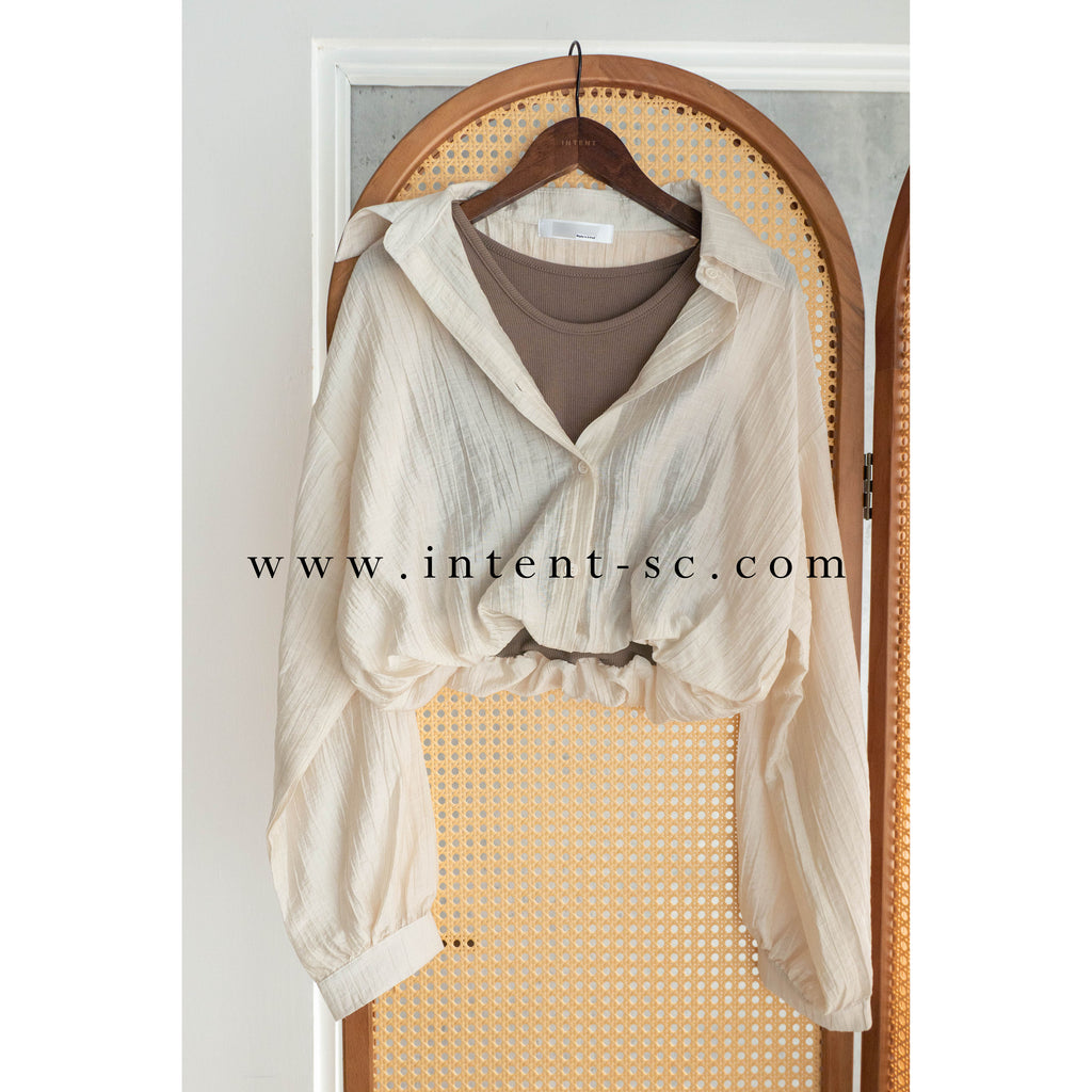 Vest Shirt 假兩件可露肩泡泡恤衫連背心, Shirt/ TP8905