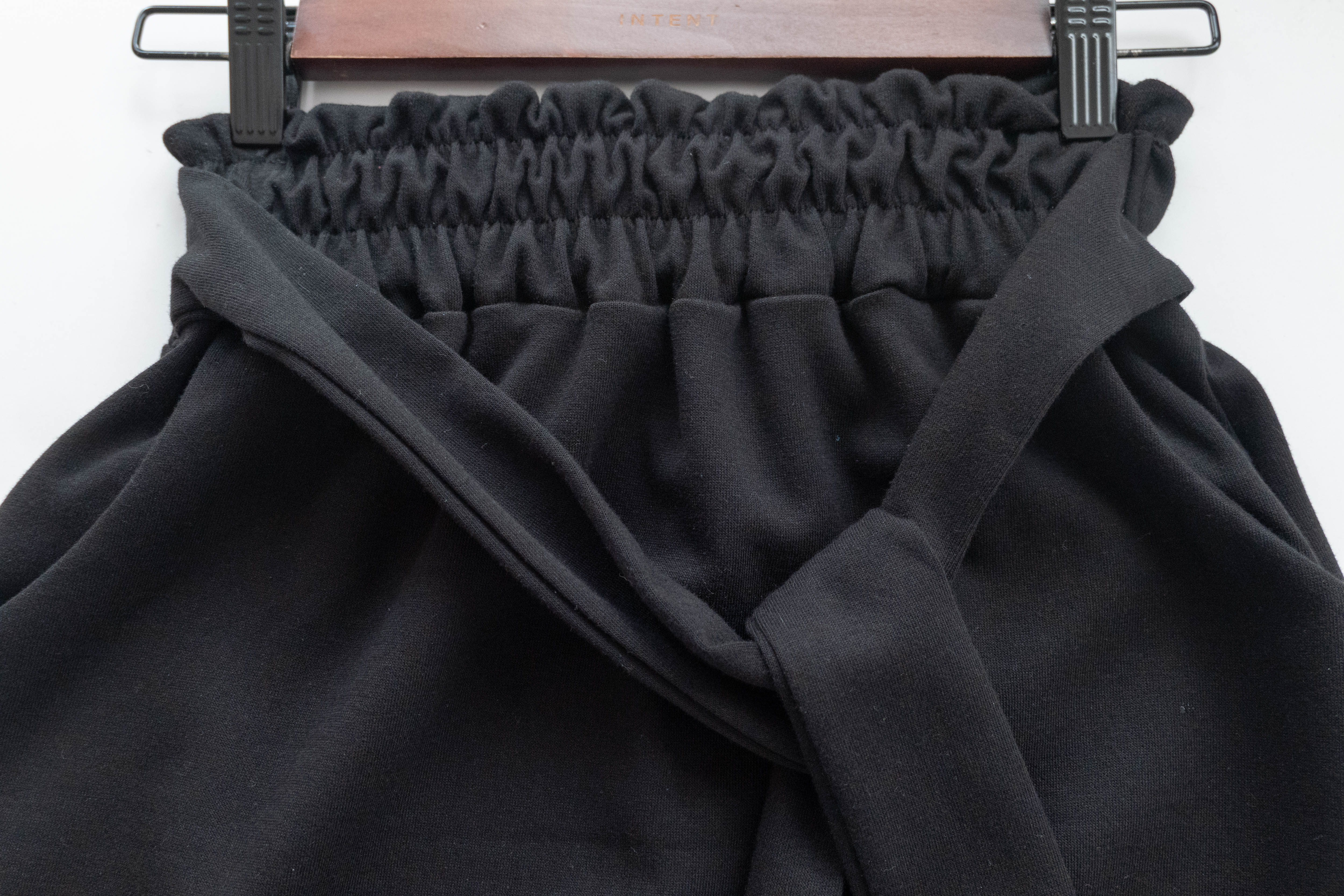 Elastic Black Ruffle打結橡筋腰全彈性棉質裙, Skirt/ SK8734