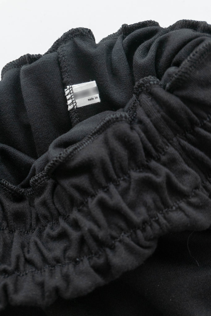 Elastic Black Ruffle打結橡筋腰全彈性棉質裙, Skirt/ SK8734