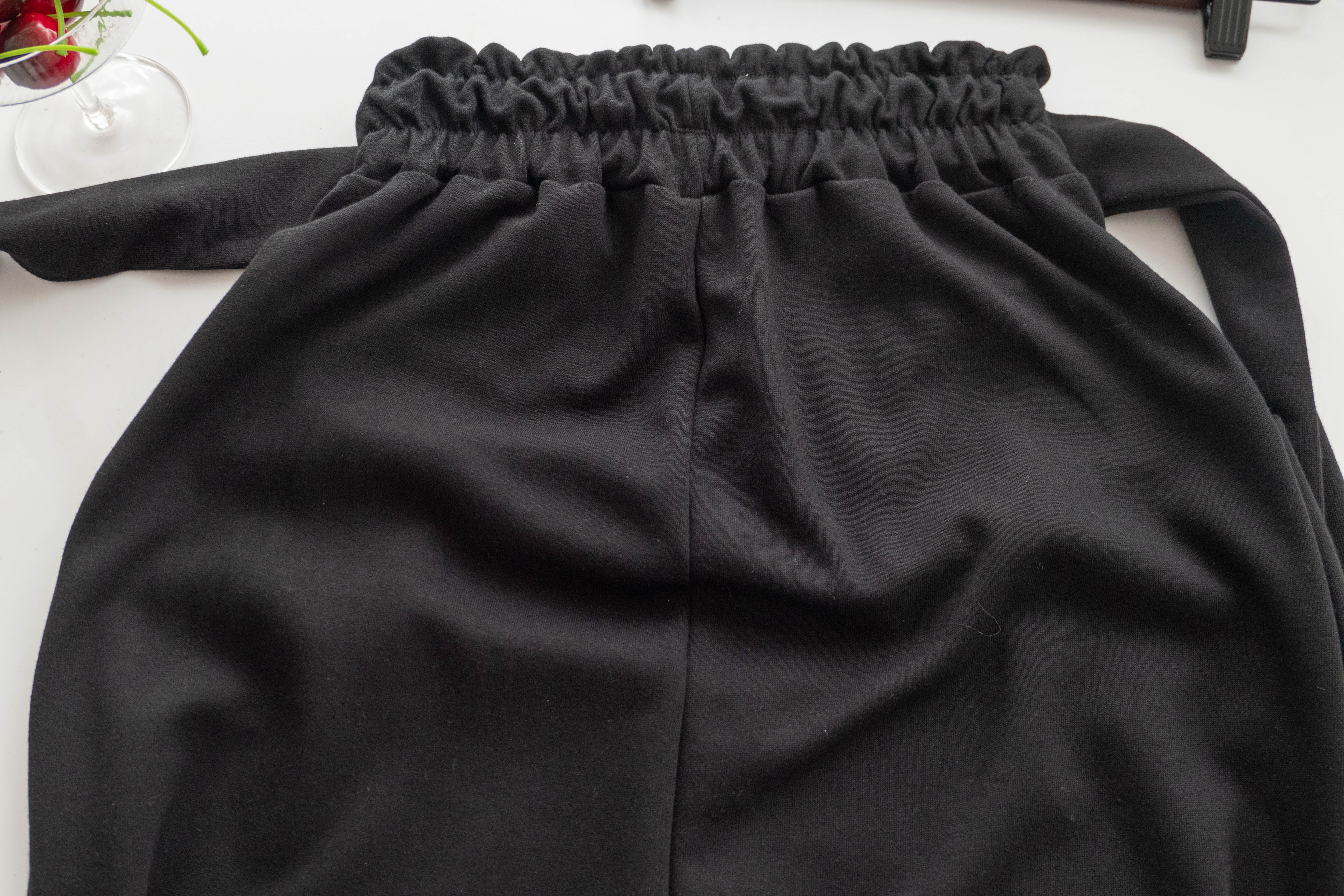 Elastic Black Ruffle打結橡筋腰全彈性棉質裙, Skirt/ SK8734