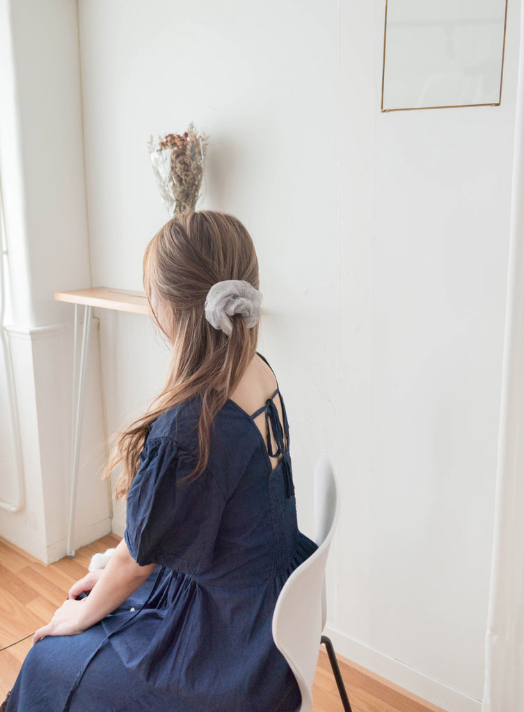 Denim Ribbon 後橡筋蝴蝶腰間車皺牛仔裙, Dress/ DS9338 (售完即止款)