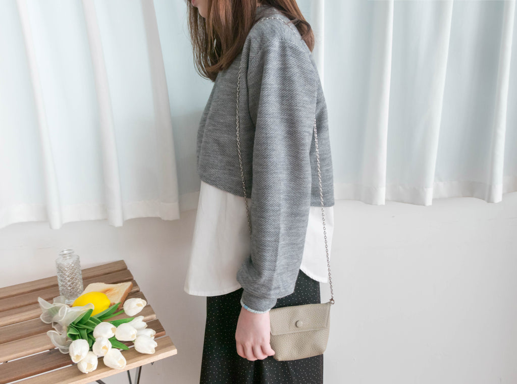 Crop Shirt 假兩件短線衫拼恤衫, Top/ TP8898 (Ivory sold out)