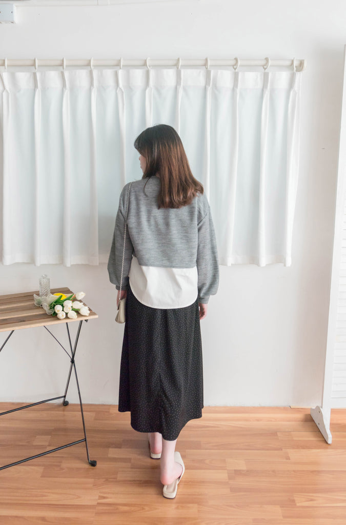 Crop Shirt 假兩件短線衫拼恤衫, Top/ TP8898 (Ivory sold out)