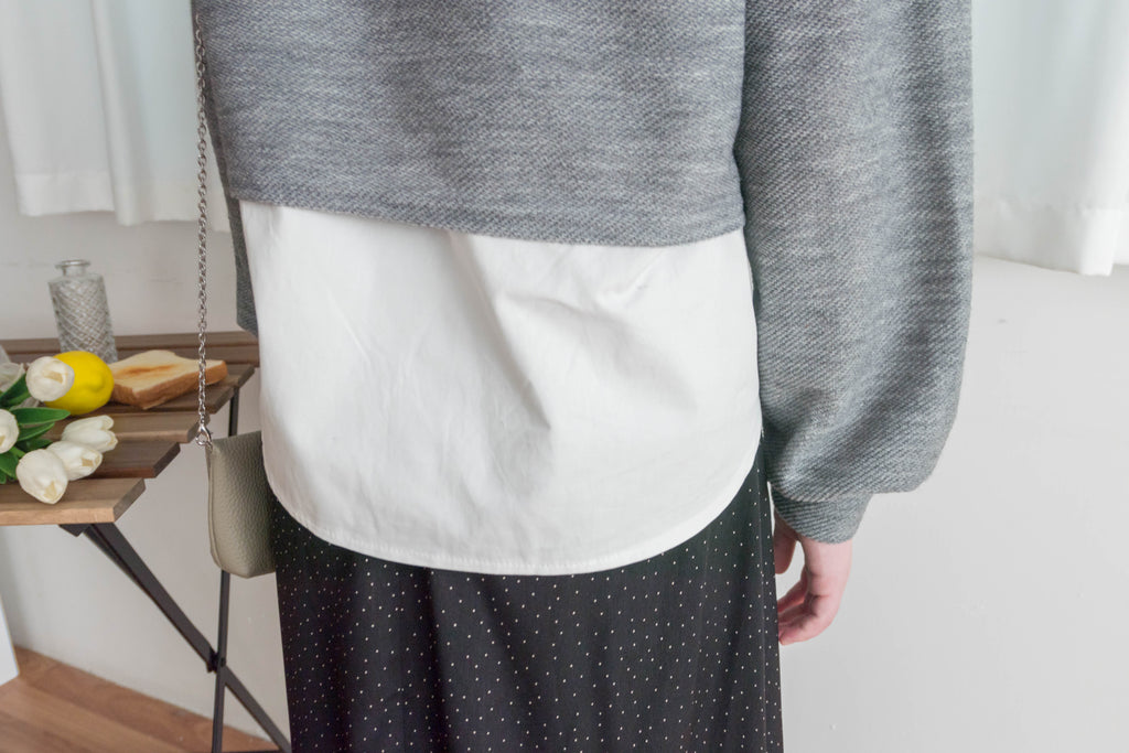 Crop Shirt 假兩件短線衫拼恤衫, Top/ TP8898 (Ivory sold out)