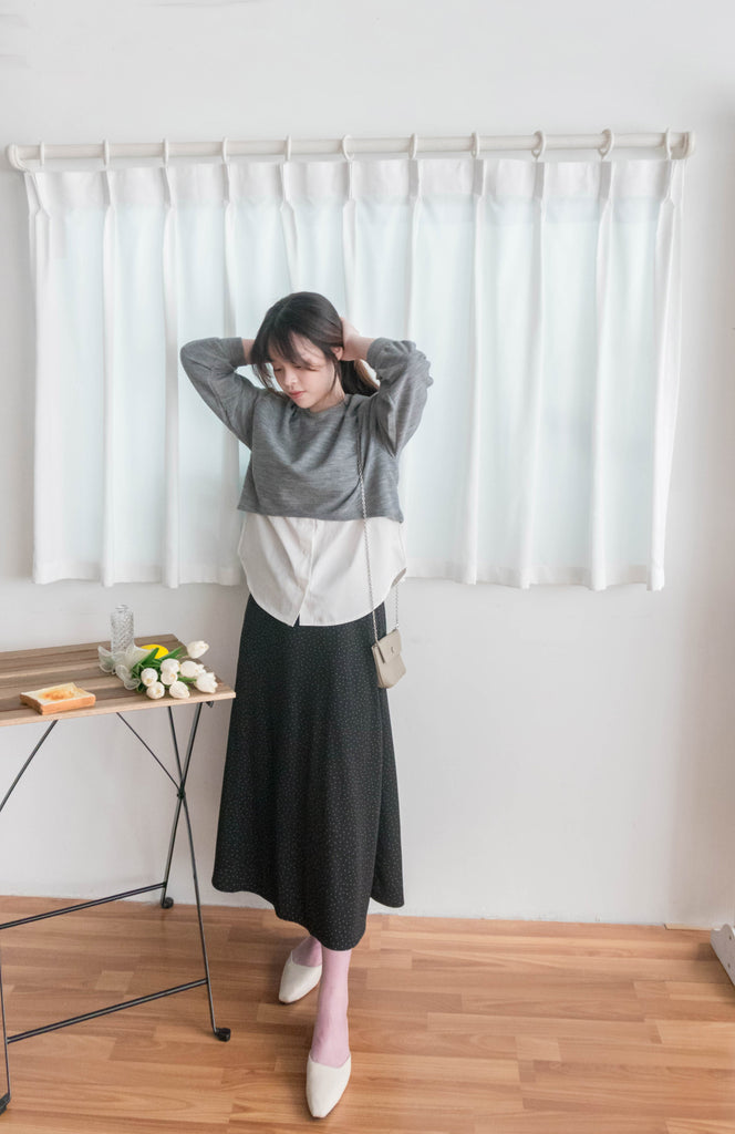 Crop Shirt 假兩件短線衫拼恤衫, Top/ TP8898 (Ivory sold out)