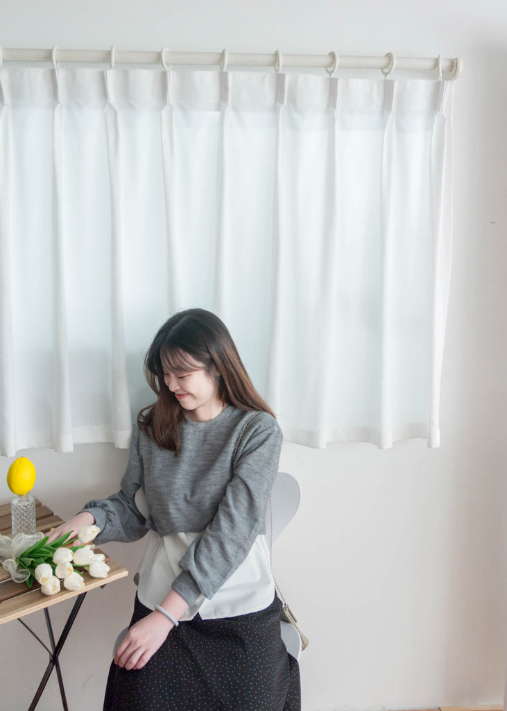 Crop Shirt 假兩件短線衫拼恤衫, Top/ TP8898 (Ivory sold out)