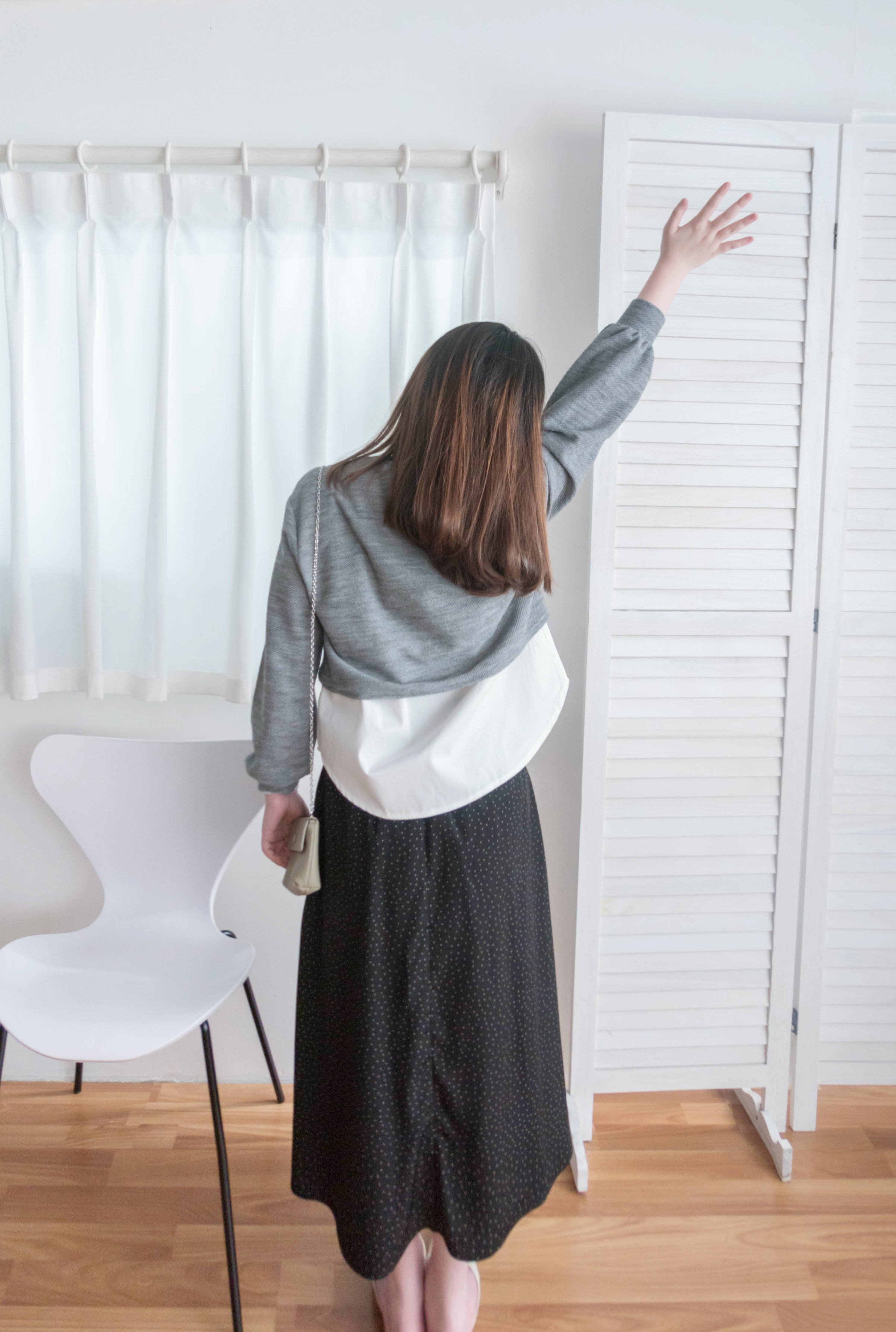 Crop Shirt 假兩件短線衫拼恤衫, Top/ TP8898 (Ivory sold out)