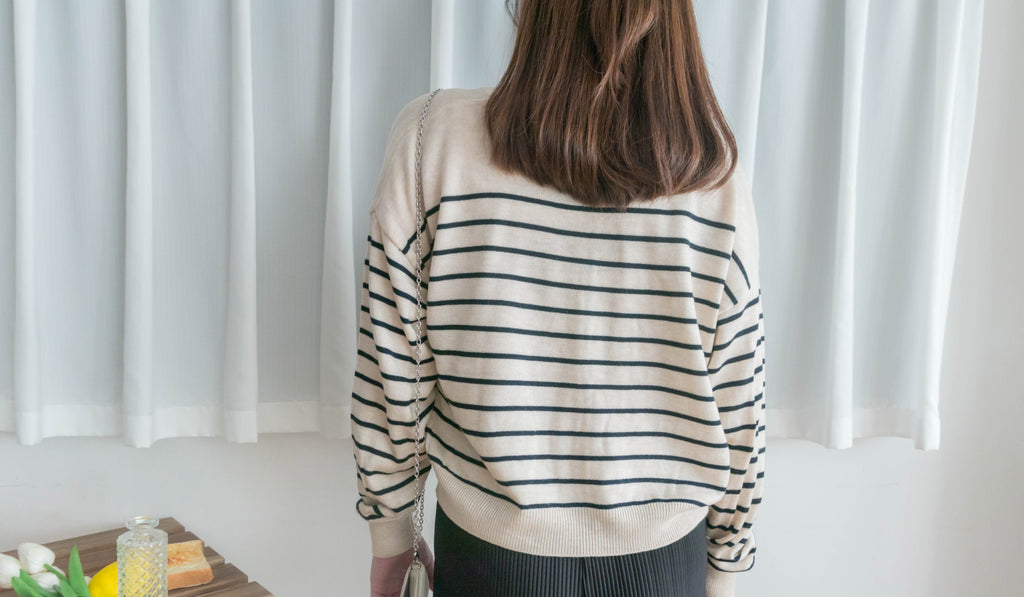 Stripe Set 棉線料平領吊帶連外套, Set/ TP8902 (ivory sold out)