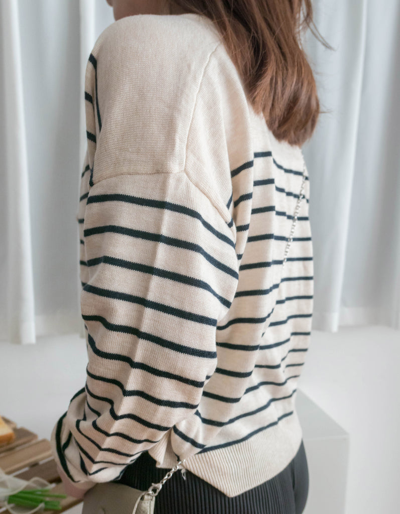 Stripe Set 棉線料平領吊帶連外套, Set/ TP8902 (ivory sold out)