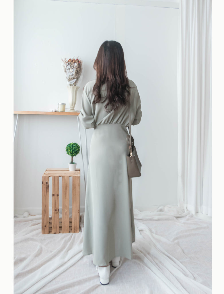 Mint Shirt 薄荷綠側修腰飄逸裙擺恤衫裙, Dress/ DS9344
