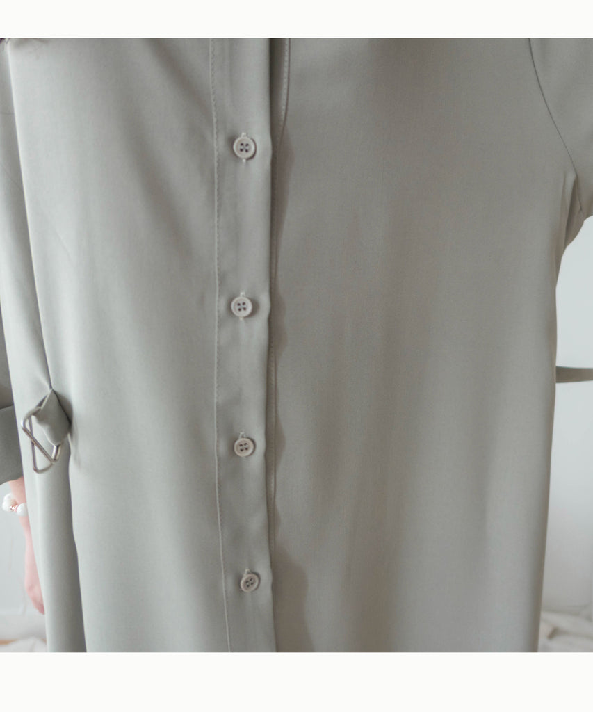 Mint Shirt 薄荷綠側修腰飄逸裙擺恤衫裙, Dress/ DS9344