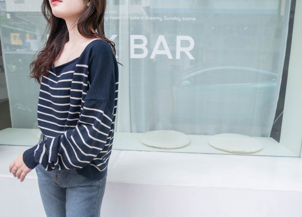 Stripe Set 棉線料平領吊帶連外套, Set/ TP8902 (ivory sold out)