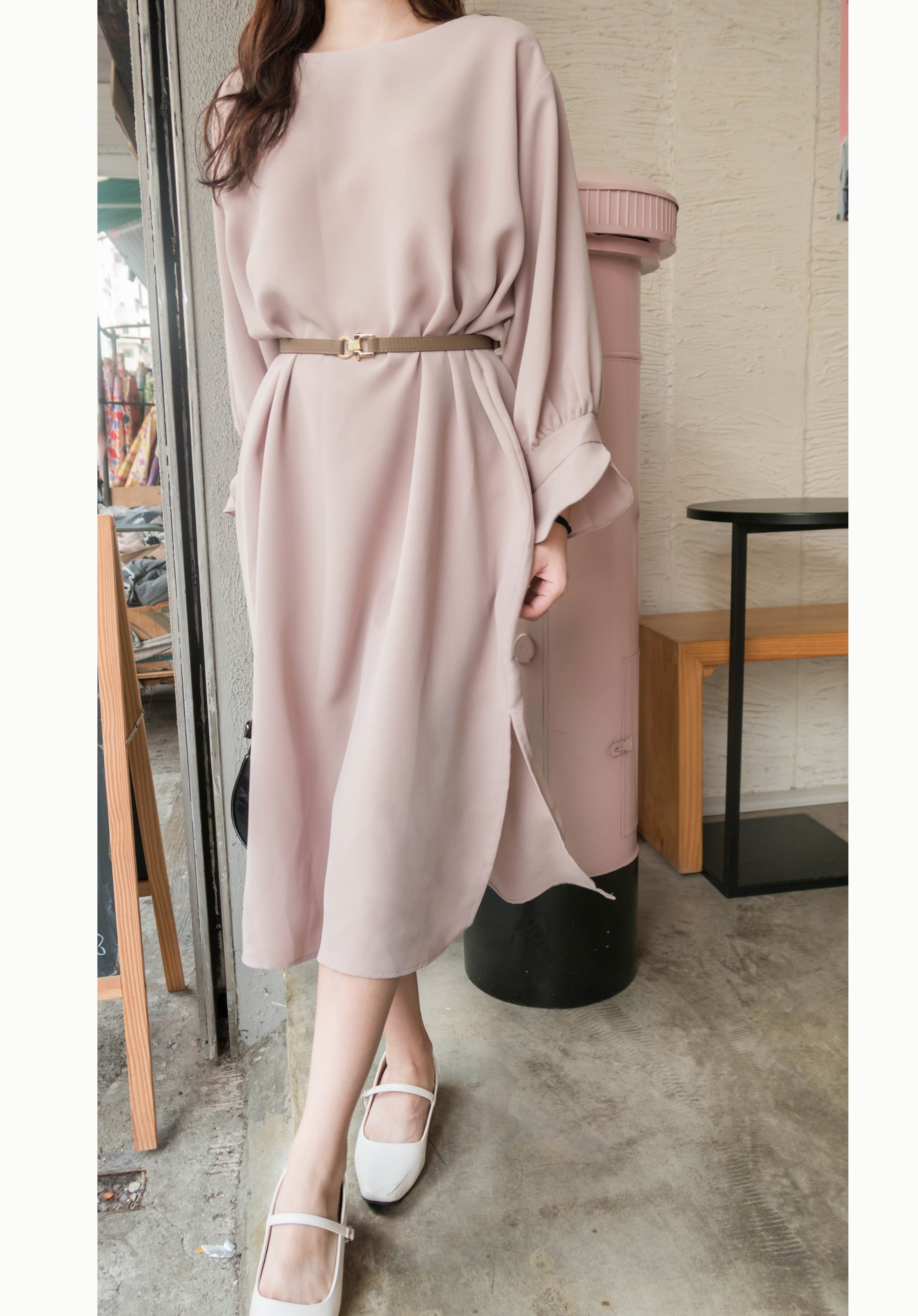 Petal Chiffon 雪紡側開叉花形袖口設計, Dress/ DS9345