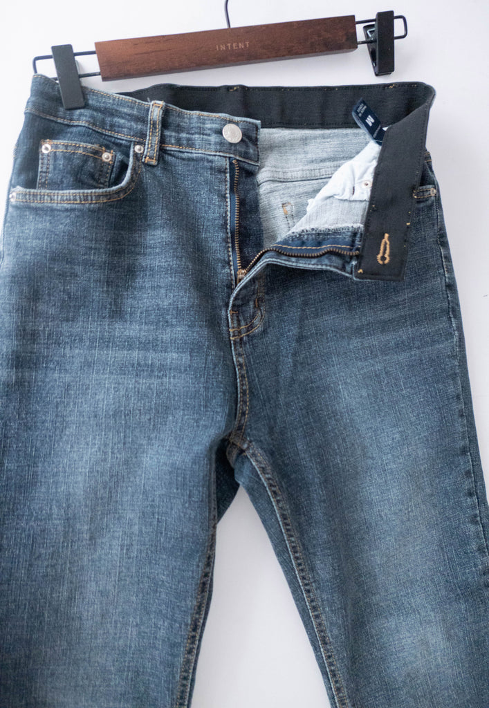 Flair Onni 全彈性洗水深藍高腰微喇叭褲, JEANS/ PT8399