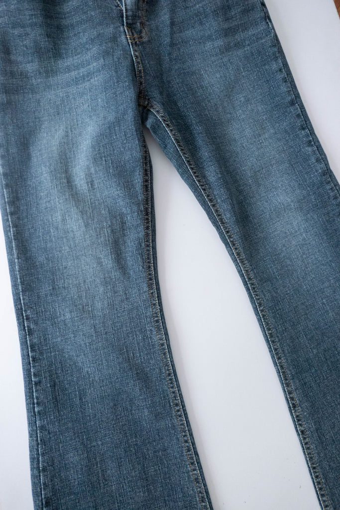 Flair Onni 全彈性洗水深藍高腰微喇叭褲, JEANS/ PT8399