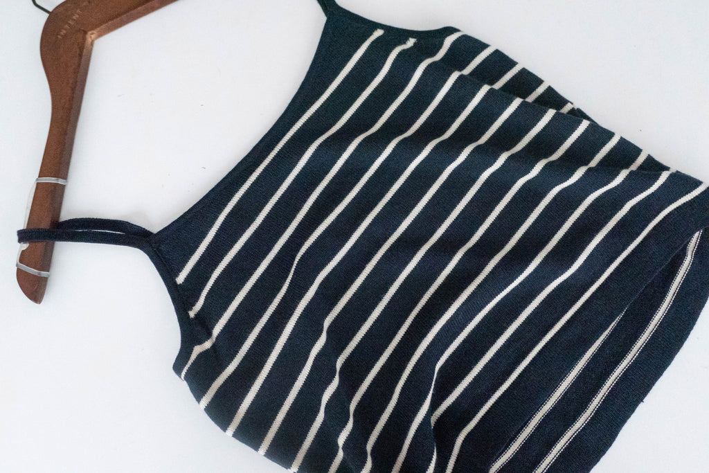 Stripe Set 棉線料平領吊帶連外套, Set/ TP8902 (ivory sold out)