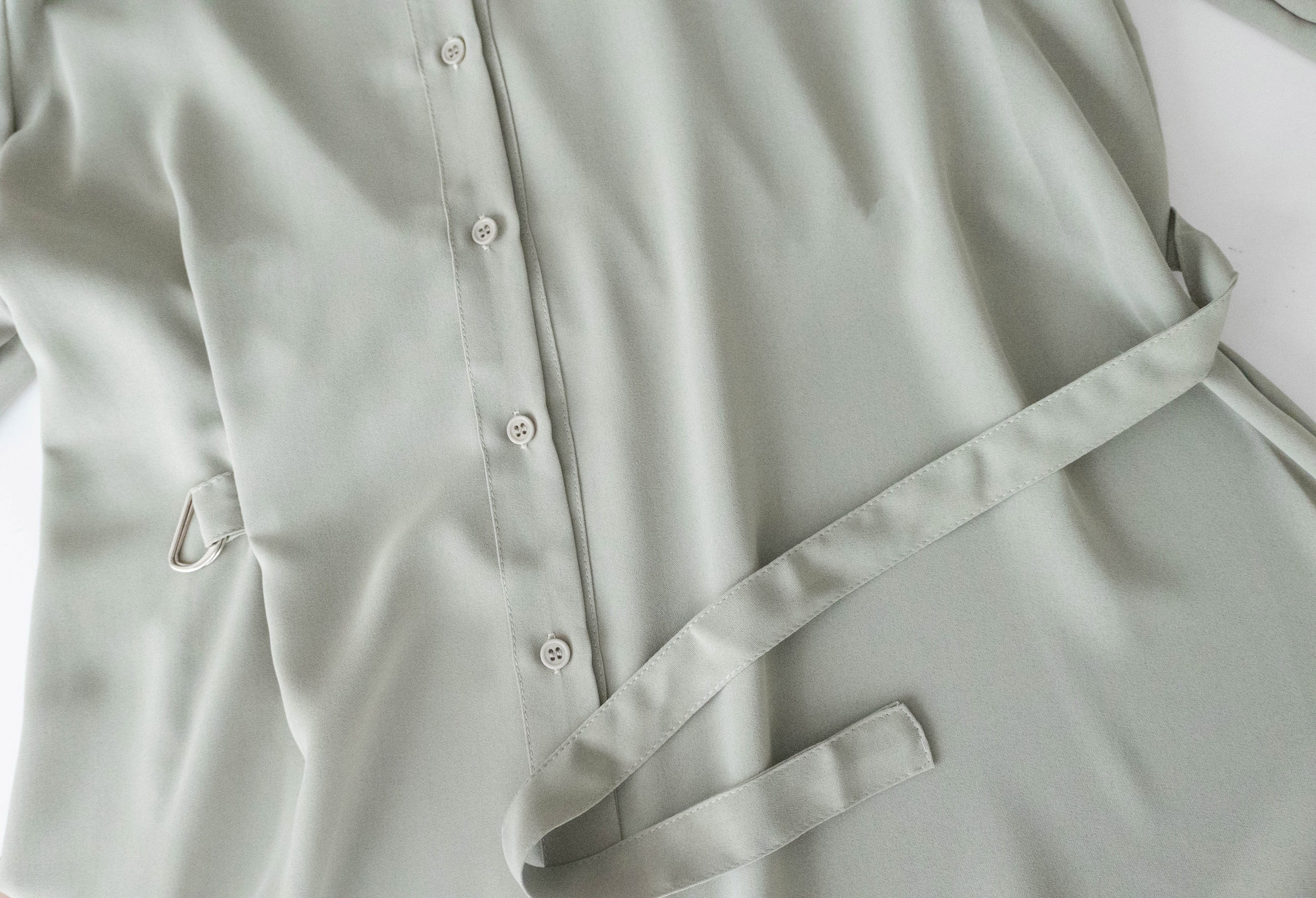 Mint Shirt 薄荷綠側修腰飄逸裙擺恤衫裙, Dress/ DS9344
