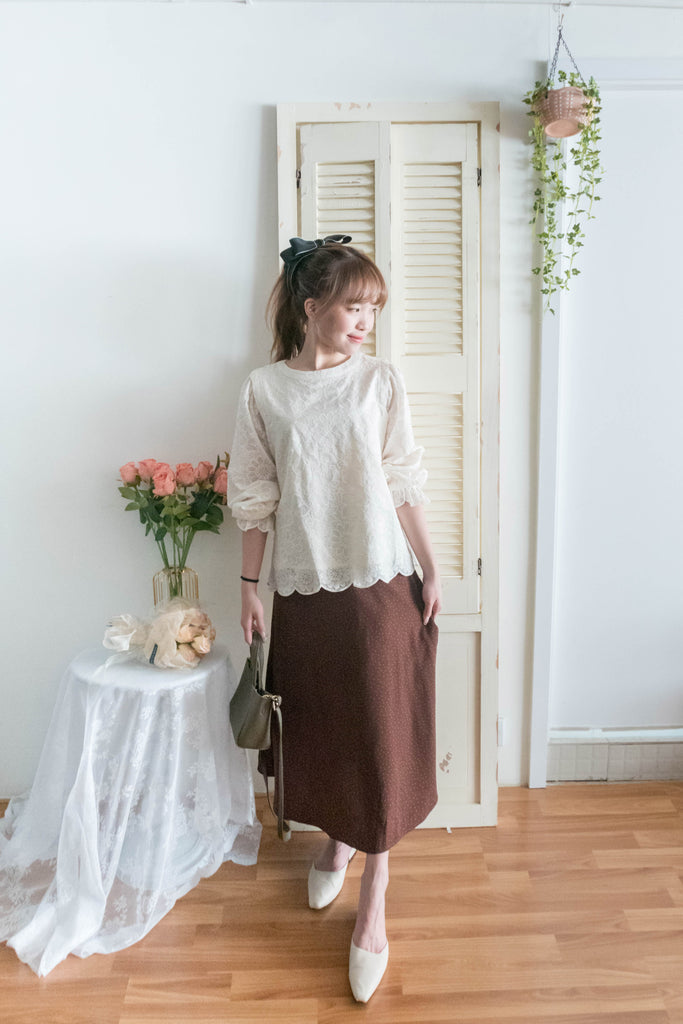 Daisy Lace 蕾絲小花連裡布花邊上衣, Blouse/ BU8979 (不設訂貨款)