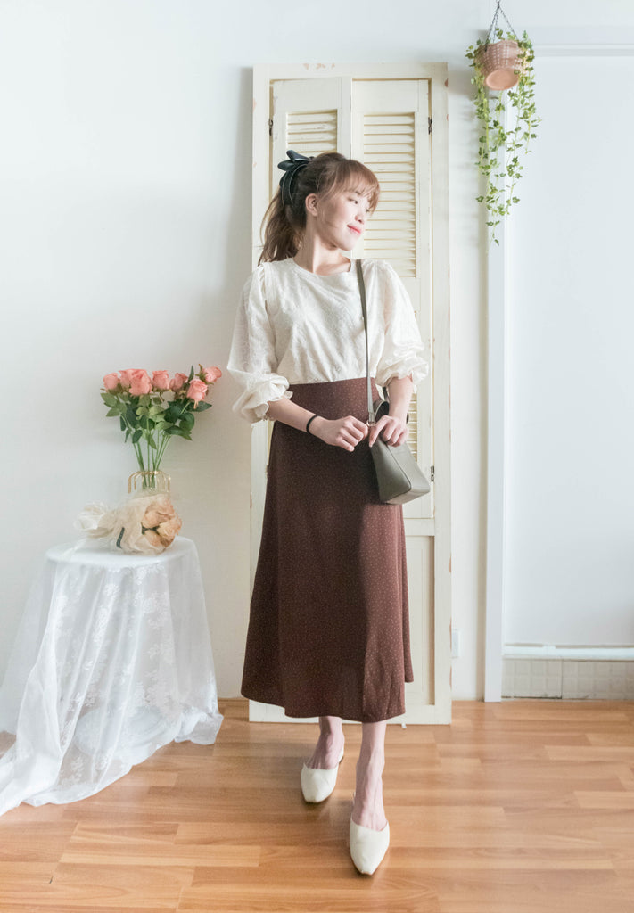 Snow Dot 雪花點點微光澤傘長裙, Skirt/ SK8743 (brown sold out)