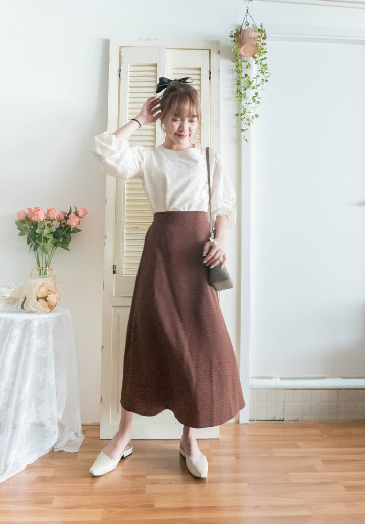 Snow Dot 雪花點點微光澤傘長裙, Skirt/ SK8743 (brown sold out)