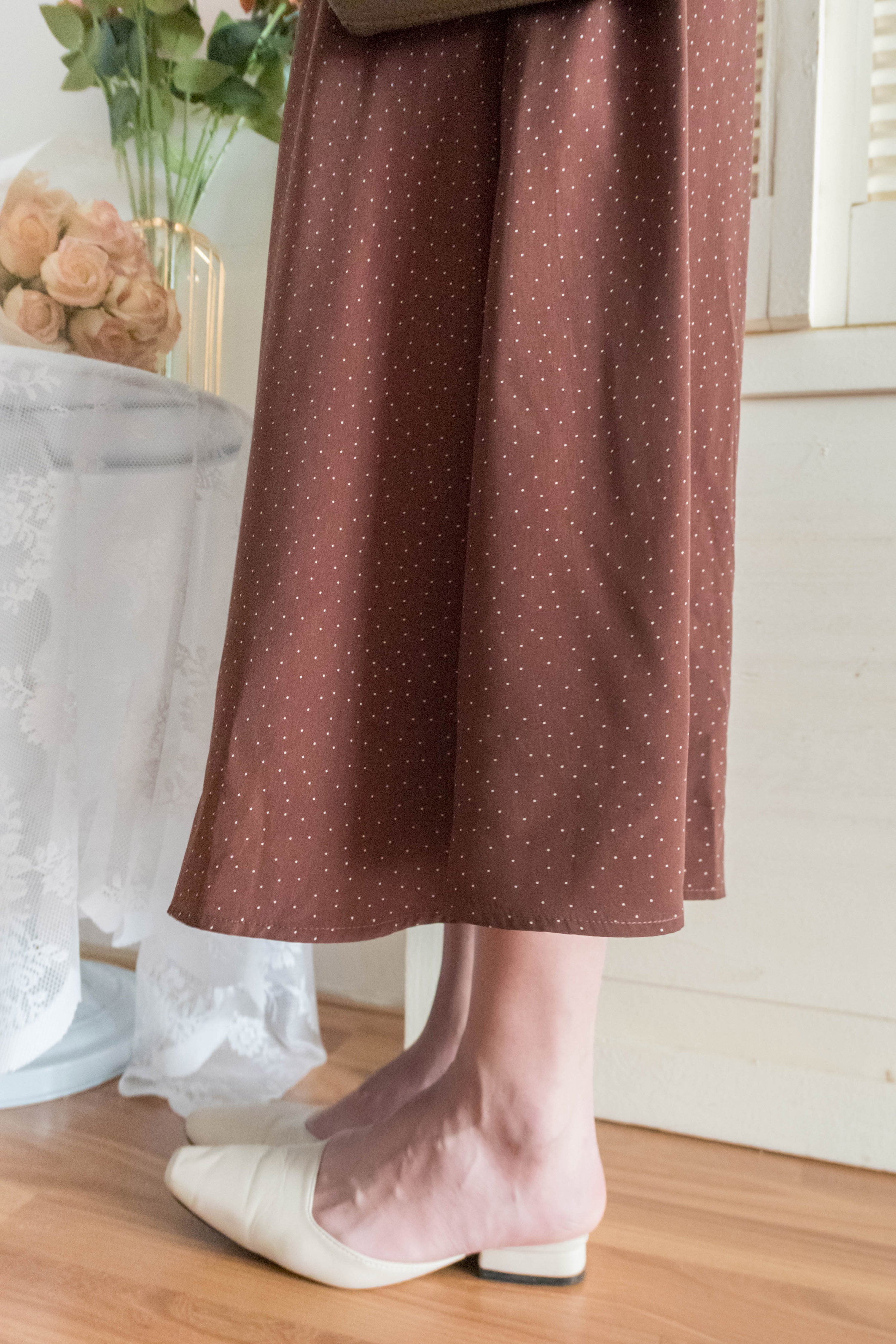 Snow Dot 雪花點點微光澤傘長裙, Skirt/ SK8743 (brown sold out)