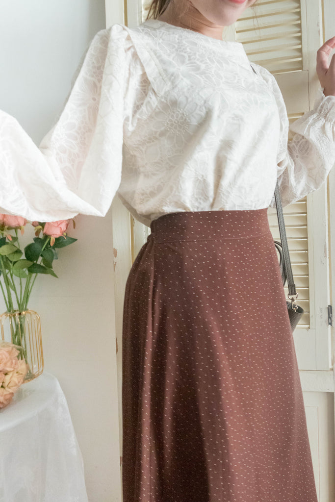 Snow Dot 雪花點點微光澤傘長裙, Skirt/ SK8743 (brown sold out)