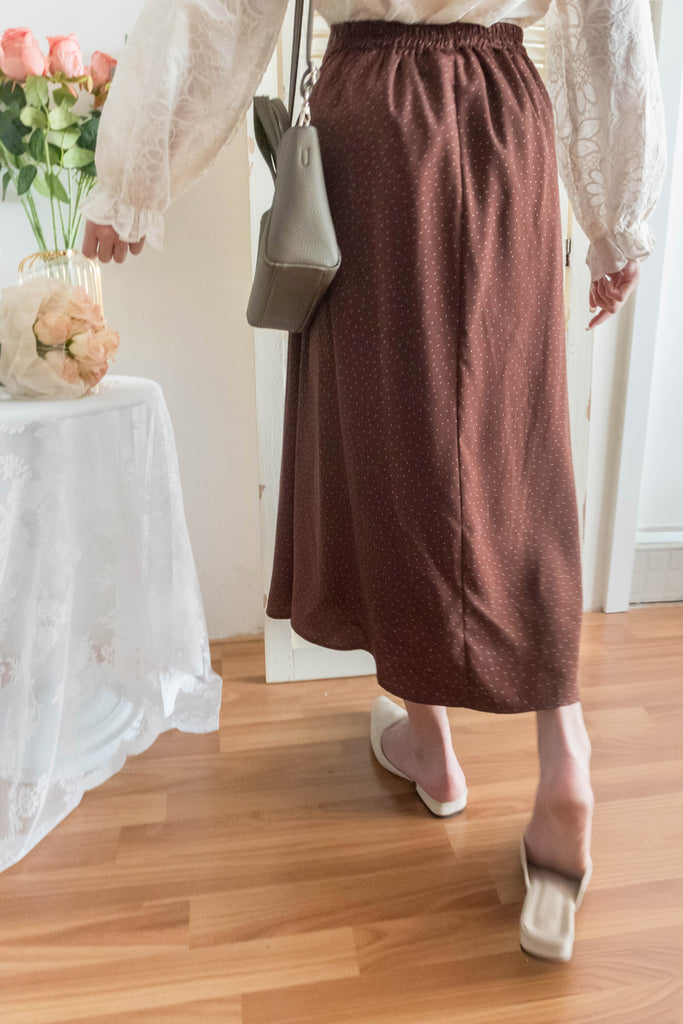 Snow Dot 雪花點點微光澤傘長裙, Skirt/ SK8743 (brown sold out)