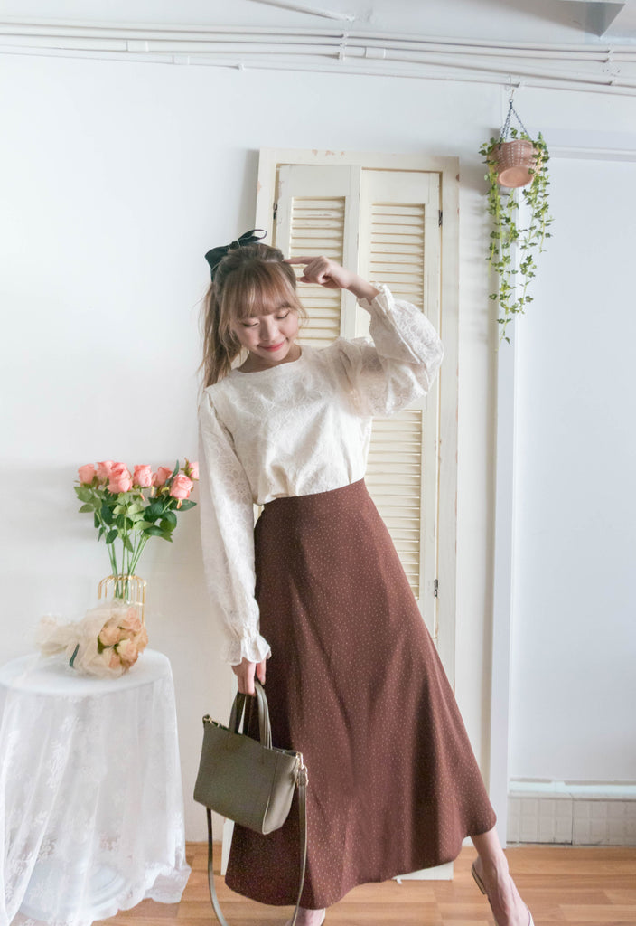 Snow Dot 雪花點點微光澤傘長裙, Skirt/ SK8743 (brown sold out)