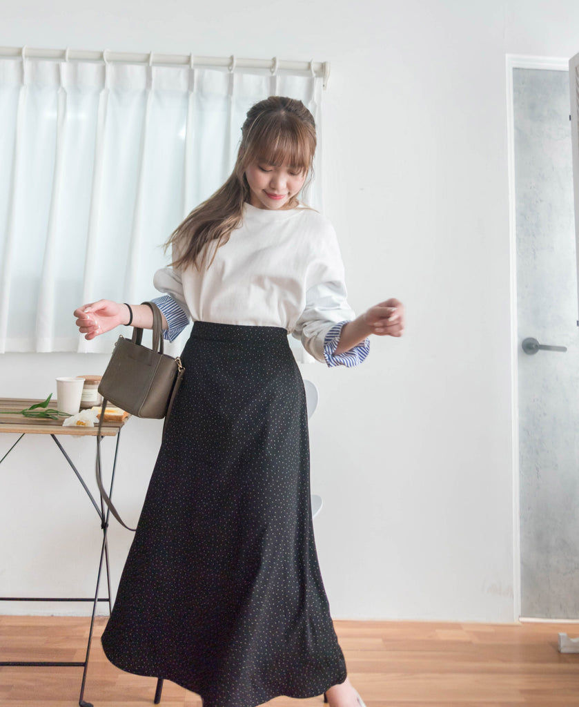 Snow Dot 雪花點點微光澤傘長裙, Skirt/ SK8743 (brown sold out)