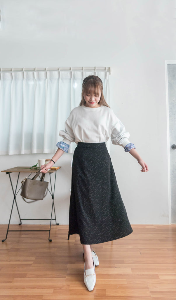 Snow Dot 雪花點點微光澤傘長裙, Skirt/ SK8743 (brown sold out)
