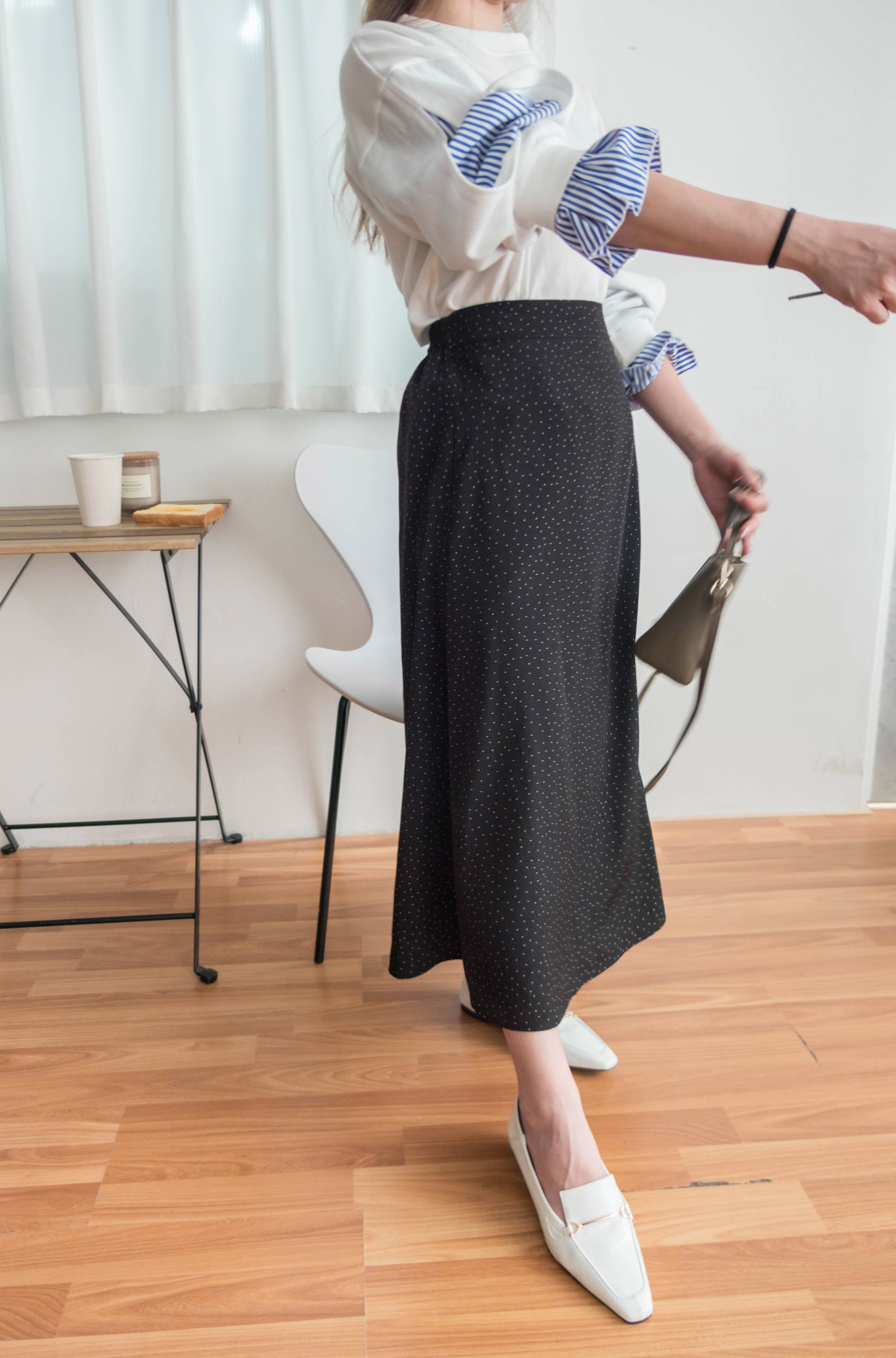 Snow Dot 雪花點點微光澤傘長裙, Skirt/ SK8743 (brown sold out)