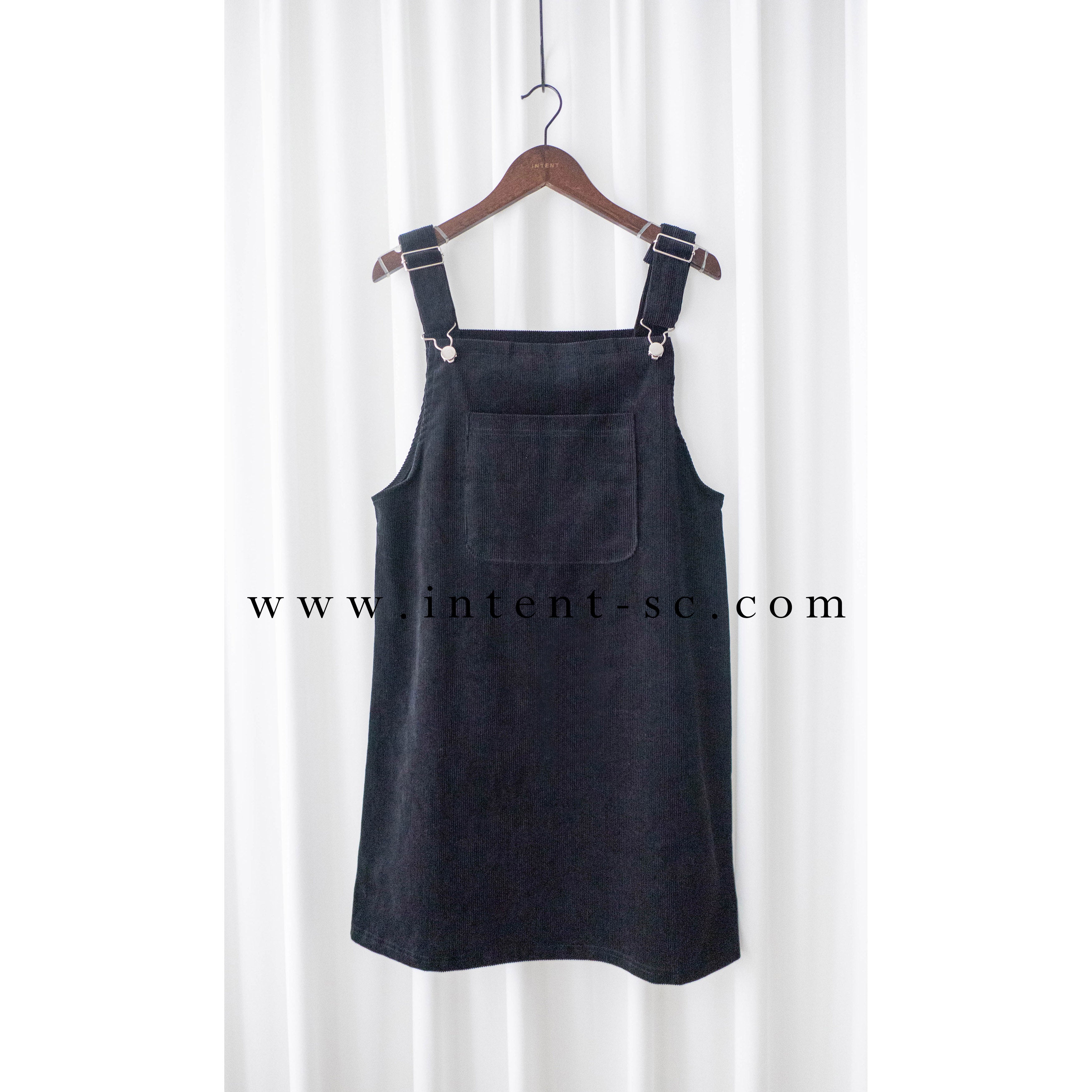 Jumpdress 黑色條紋登芯絨工人裙, Dress/ DS9334