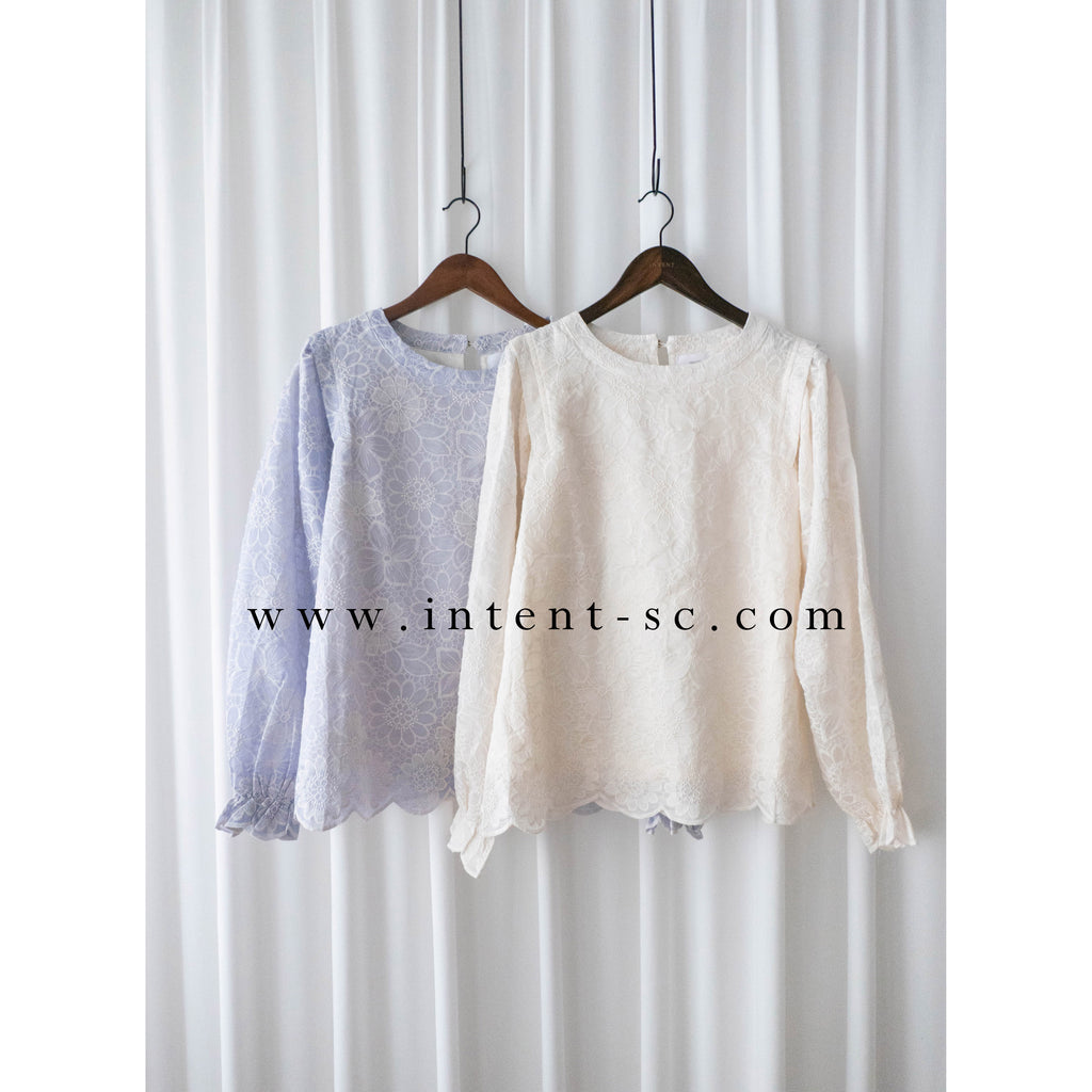 Daisy Lace 蕾絲小花連裡布花邊上衣, Blouse/ BU8979 (不設訂貨款)