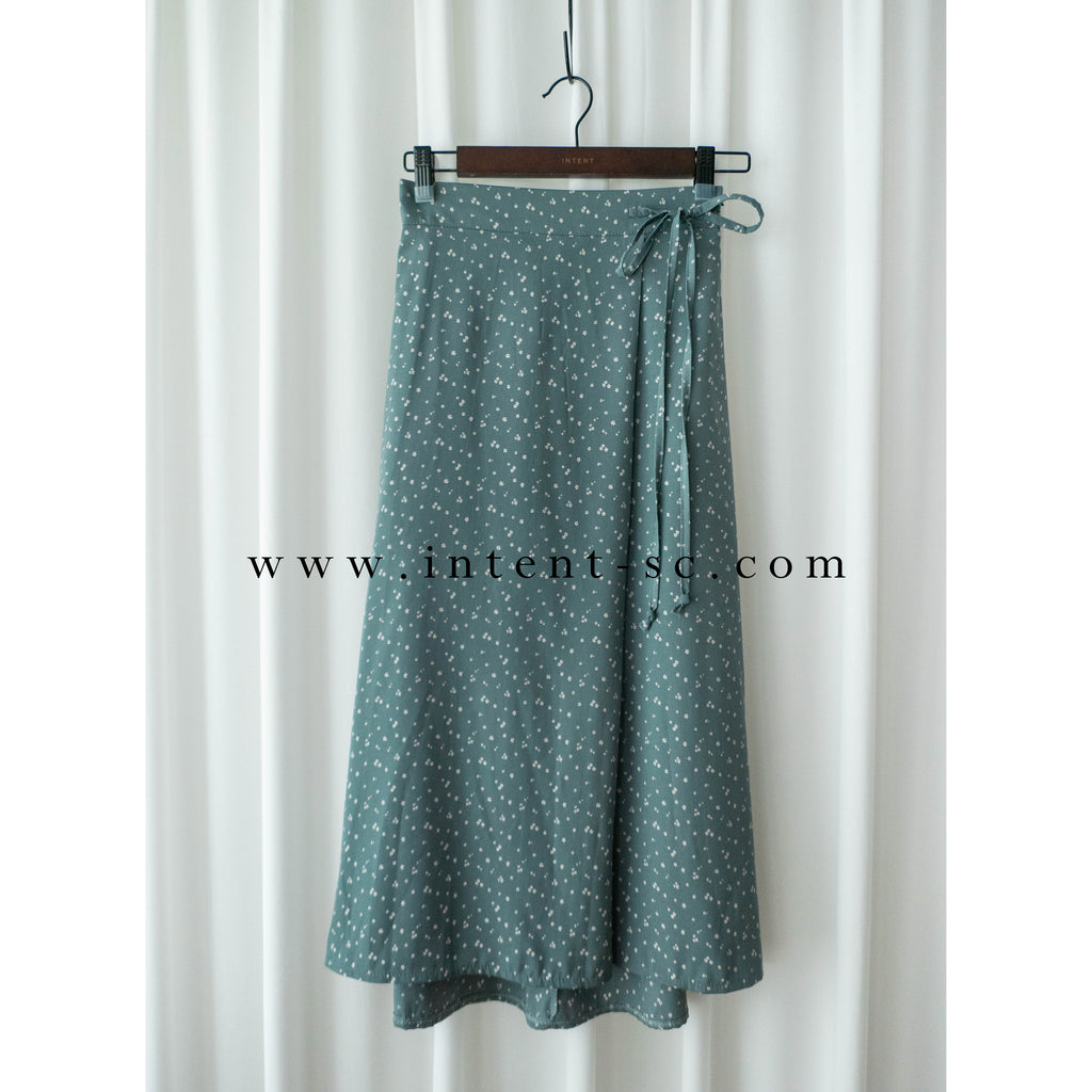 Floral Ribbon 湖海綠白色小花側蝴蝶, Skirt/ SK8750