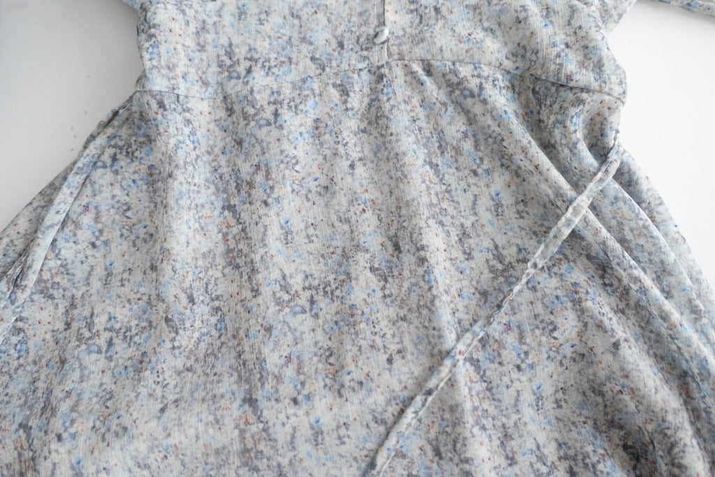 Marble Floral 雲石花花菱格腰間鈕扣後橡筋, Dress/ DS9347