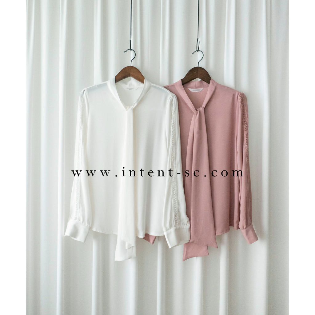 Floral Lace 雪紡絲帶領口通花線手袖, Blouse/ BU8977