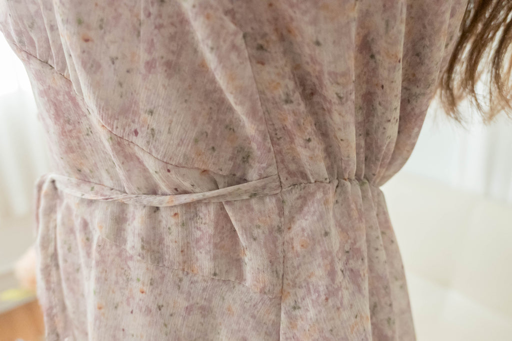 Marble Floral 雲石花花菱格腰間鈕扣後橡筋, Dress/ DS9347